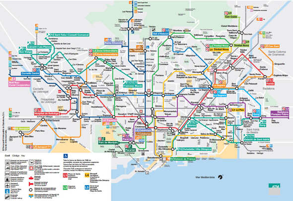 Mappa della metropolitana di Barcellona